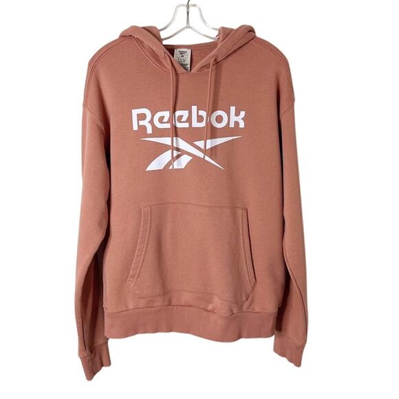 Reebok Women's Mikini Hooded Sweatshirt M Dusty Pink Big Identity Logo Hoodie - Picture 1 of 7